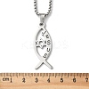 201 Stainless Steel Religion Jesus Fish Pendant Necklaces NJEW-H065-05P-3