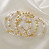 4Pcs 4 Styles Elegant Imitation Pearl & Brass Beads Stretch Bracelets for Women YV1811-1-2