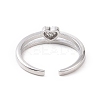Clear Cubic Zirconia Heart Open Cuff Ring RJEW-E072-12P-3