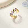 Brass Rhinestone Cuff Open Rings WG664C4-02-1