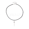 Alloy Sword Pendant Necklace with Waxed Cords X-NJEW-JN04473-3