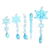 5Pcs Acrylic Transparent Icicle Snowflake Pendant Decorations HJEW-D003-01A-2