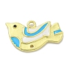 Real 18K Gold Plated Brass Enamel Robin Bird Pendants KK-L224-060G-02-1