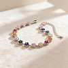 Zinc Alloy Rhinestone Colorful Flower Link Bracelets for Women WG265B3-04-1