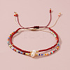 2Pcs Vintage Glass Seed Bead & Plastic Imitation Pear Beads Braided Bead Bracelets for Women JF2280-2-2