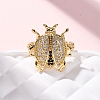 Brass Micro Pave Cubic Zirconia Adjustable Open Cuff Rings for Women RJEW-A072-01B-G-2