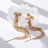Brass Bowknot Tassel Stud Earrings EJEW-R014-14G-2