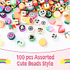 100pcs 5 Styles Handmade Polymer Clay Beads CLAY-YW0002-14-4