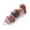Gradient Color Natural Rose Quartz & Natural Rhodonite & Natural Pink Opal Chip Beaded Pendants PALLOY-JF02791-04-5
