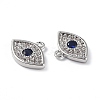 Brass Micro Pave Clear & Marine Blue Cubic Zirconia Charms KK-E068-VF263-3