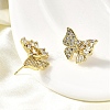 Brass Clear Cubic Zirconia Butterfly Stud Earrings EJEW-L261-029C-G-3