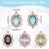 5Pcs 5 Colors Brass Glass Clear Cubic Zirconia Pendants KK-WR0001-66-2