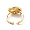 Clear Cubic Zirconia Moon & Star Open Cuff Ring RJEW-C055-03G-3
