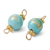 Natural Mashan Jade Connector Charms PALLOY-YW0001-57-4