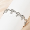 Mushroom Brass Micro Pave Clear Cubic Zirconia Link Bracelets for Women BJEW-Z126-04P-1