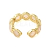 Square Natural Rose Quartz Open Cuff Rings RJEW-K272-02G-01-3