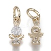 Brass Micro Pave Clear Cubic Zirconia Charms ZIRC-Z003-13G-2