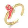 Rack Plating Brass Micro Pave Cubic Zirconia Open Cuff Rings for Women KK-K392-59G-04-4