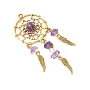 9Pcs 9 Styles Natural & Synthetic Mixed Chip Stone Alloy Woven Web/Net with Feather Big Pendants PALLOY-JF04033-4