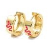 Brass Enamel Hoop Earrings KK-P205-08G-01-2