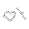 Brass Micro Pave Clear Cubic Zirconia Toggle Clasps KK-K391-07P-2