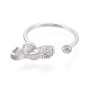 Fish Brass Micro Pave Clear Cubic Zirconia Cuff Ring Settings KK-T076-52P-2