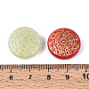 Flat Round with Floral Pattern Glass Beads GLAA-T025-69M-3