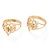 Ion Plating(IP) 304 Stainless Steel Hollow Out Flower Adjustable Ring LS-RJEW-T027-03G-2