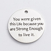 304 Stainless Steel Quote Pendants LS-STAS-WH0014-02P-1