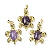 Natural Amethyst & Brass Pendants KK-F887-01G-13-1