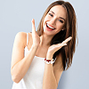 3Pcs 3 Colors Acrylic Curved Tube Beaded Stretch Bracelets Set for Women BJEW-AN0001-22-4
