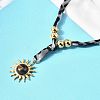 304 Stainless Steel with Natural Tiger Eye Sun Pendant Leopard Print Polyester Cord Necklaces for Women NJEW-A063-06G-5