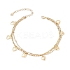 304 Stainless Steel Tassel Double Layer Anklets for Women AJEW-AN00704-03-2