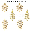 6Pcs 3 Styles Brass Pave Cubic Zirconia Pendants KK-YW0003-80-1