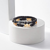 2Pcs 2 Style Coconut & Natural Larvikite & Watermelon Stone Glass Stretch Bracelets Set BJEW-JB07832-2