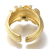 Rack Plating Brass Clear Cubic Zirconia Open Cuff Rings RJEW-S411-22G-3