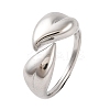 Non-Tarnish 304 Stainless Steel Leaf Open Cuff Rings for Women RJEW-G319-02P-1
