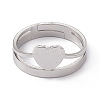 Non-Tarnish 201 Stainless Steel Heart Adjustable Ring for Women RJEW-K238-04P-1