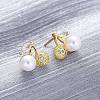 Cherry Brass Micro Pave Cubic Zirconia Stud Earrings EJEW-H158-08B-G-1