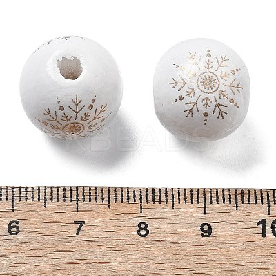 Christmas Printed Schima Wood European Beads WOOD-G023-18B-1
