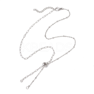 304 Stainless Steel Satellite Chain Paperclip Chain Slider Necklace Making AJEW-JB01495-01-1