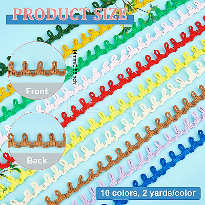 20 Yards 10 Colors Chinlon Braid Trims with Elastic Button Loops SRIB-BC0001-04-1