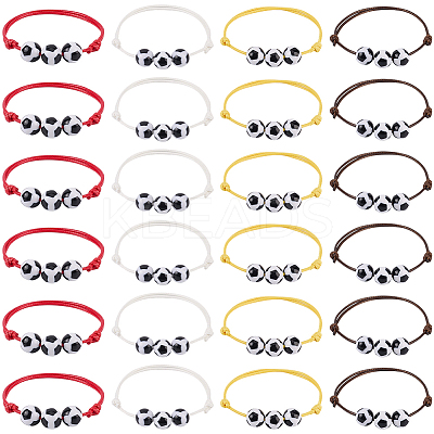 24Pcs 4 Colors Adjustable Waxed Nylon Thread Braided Beads Bracelets BJEW-GF0001-33-1