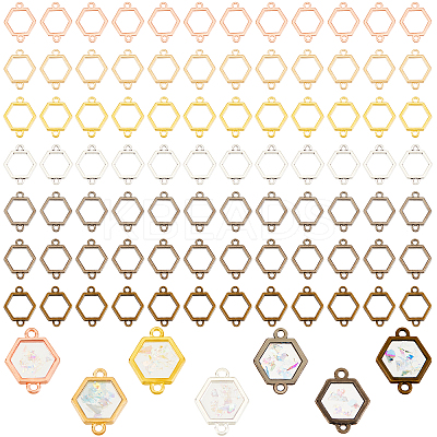 168Pcs 7 Colors Hollow Frame Alloy Connector Charms FIND-PH0005-31-1