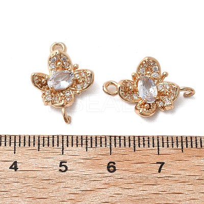 Brass Micro Pave Cubic Zirconia Connector Charms KK-Z103-10KCG-02-1