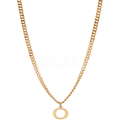 1Pc 304 Stainless Steel Letter Pendant Necklaces NJEW-LP0001-33O-G-1