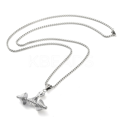 Non-Tarnish 304 Stainless Steel Dumbbell Pendant Necklaces NJEW-Z023-01P-1