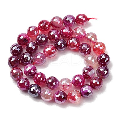 Electroplated Natural Agate Beads Strands G-B191-A07-10mm-06-1