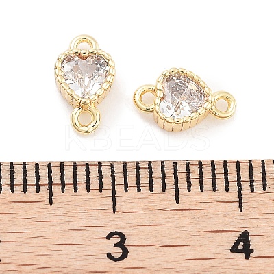 Brass Pave Clear Cubic Zirconia Connector Charms KK-P271-35G-1
