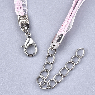 Waxed Cord and Organza Ribbon Necklace Making NCOR-T002-134-1